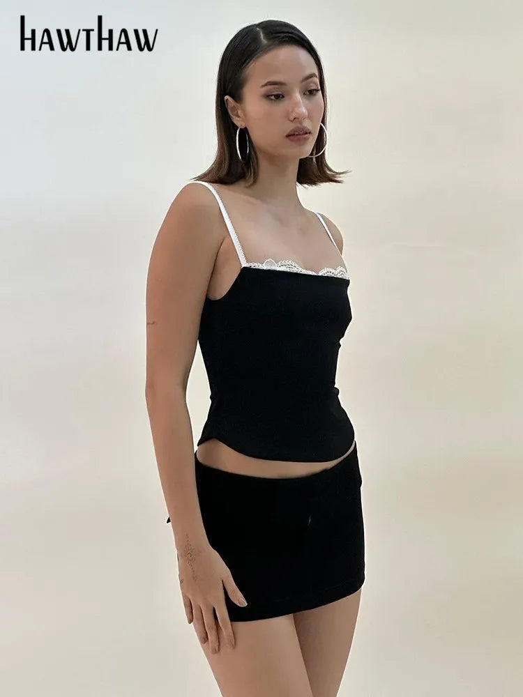 Beberino Black Crop Tank Tops Camis - 2024 Summer Fashion Collection