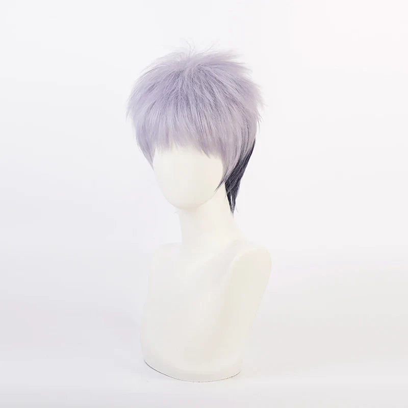 Beberino Short Gray Ombre Cosplay Wig + Wig Cap, Heat Resistant Synthetic Hair