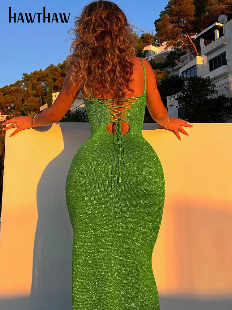 Beberino Elegant Green Bodycon Dress for Parties & Events