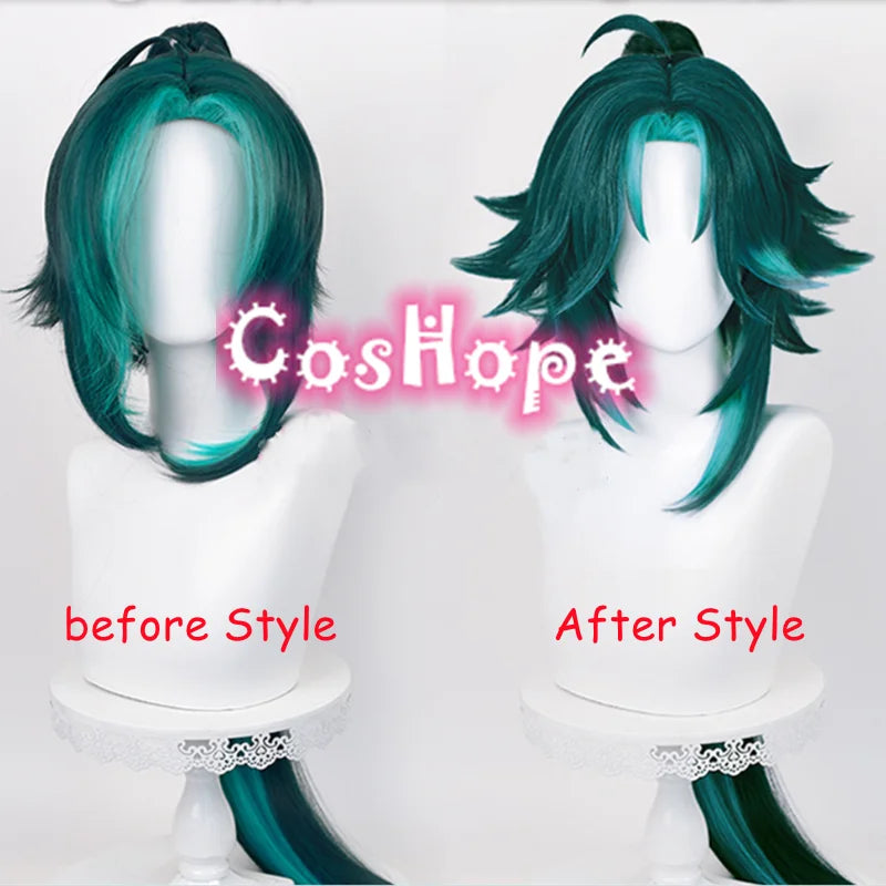 Beberino 100cm Green Mixed Long Hair Ponytail Wig - Anime Cosplay Heat Resistant Synthetic