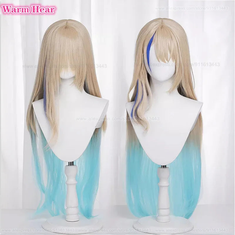 Beberino 100cm Long Blue Gradient Cosplay Wig Heat Resistant Synthetic Party Wigs