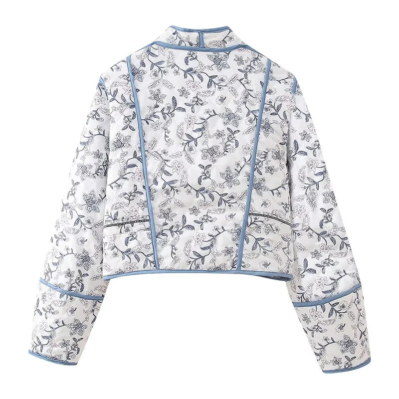 Beberino Winter Floral Reversible Padded Jacket - Chic Prairie Print Women's Outerwear