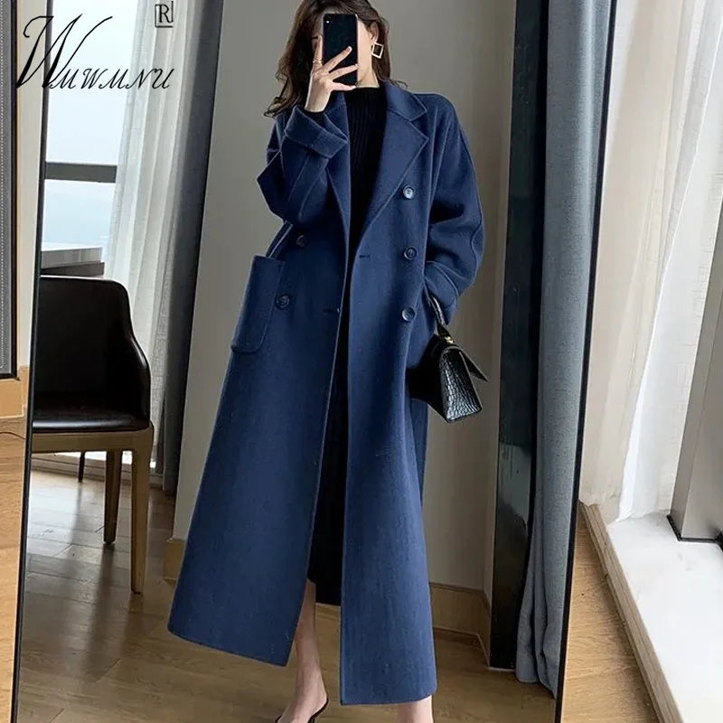 Beberino Belted Wool Coat: Oversize Korean Winter Outerwear