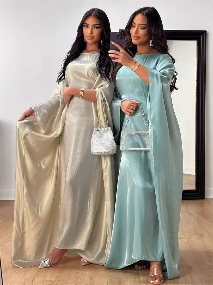 Beberino Butterfly Abaya: Satin Shiny Kaftan Dress Kebaya - 2024 Luxury Maxi Abayas for Women