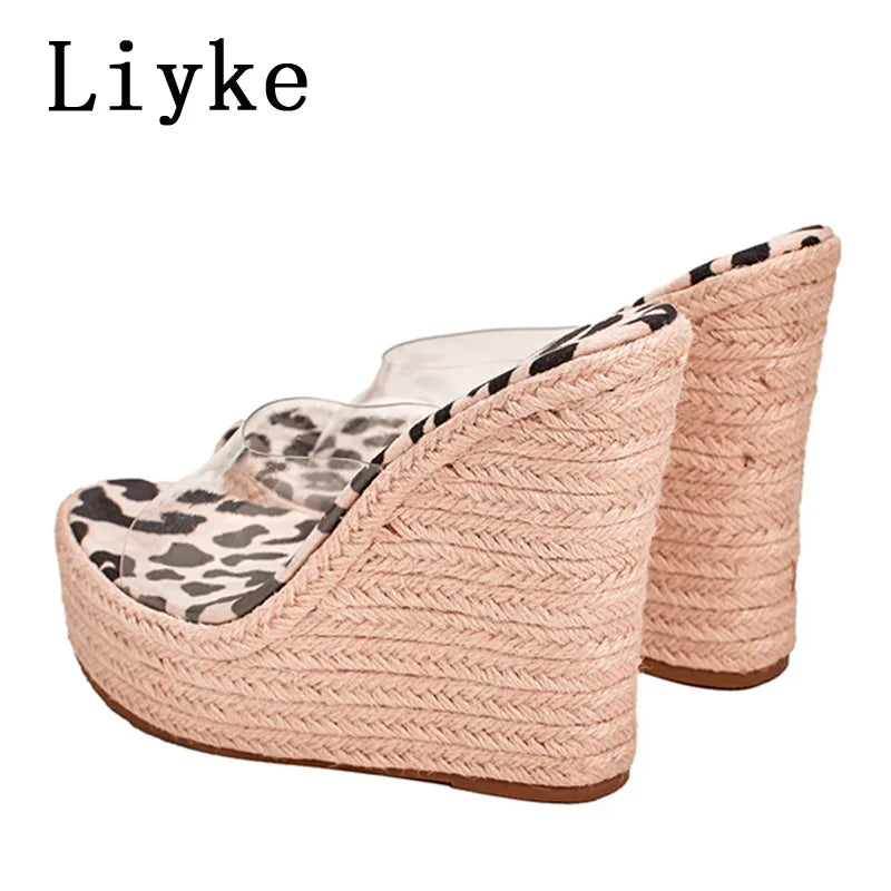 Beberino Leopard Platform Wedges: Stylish Peep Toe High Heel Sandals for Women