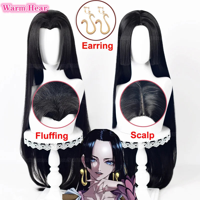 Beberino 100cm Boa Hancock Cosplay Wig Black Heat Resistant Halloween Party Wigs