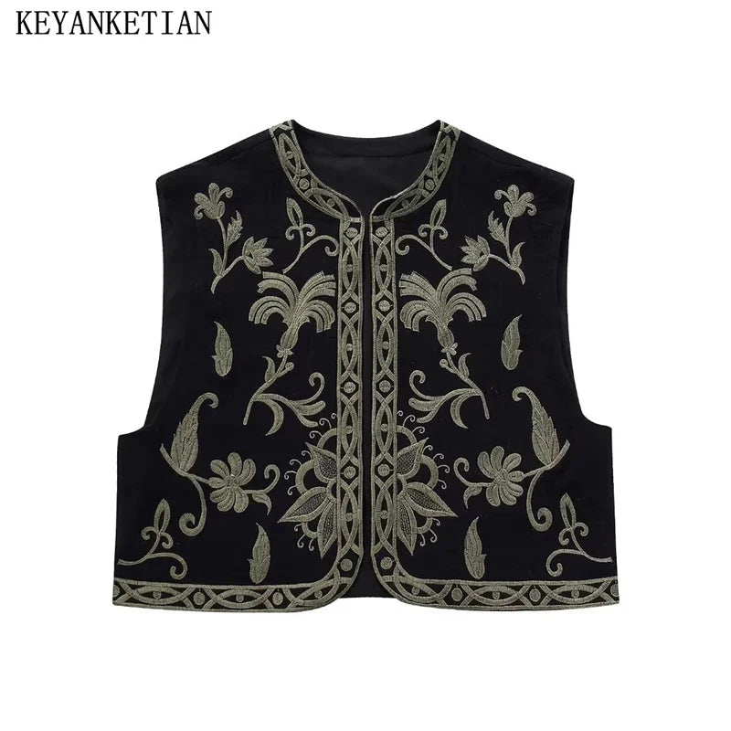 Beberino Floral Embroidery Sleeveless Waistcoat - Autumn/Winter Collection