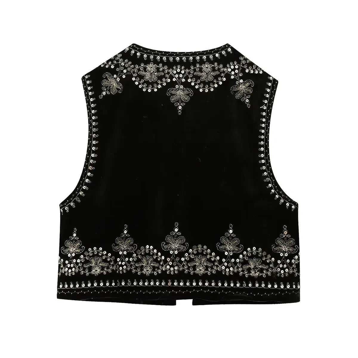 Beberino Tribal Embroidered Velvet Vest Women's Outerwear