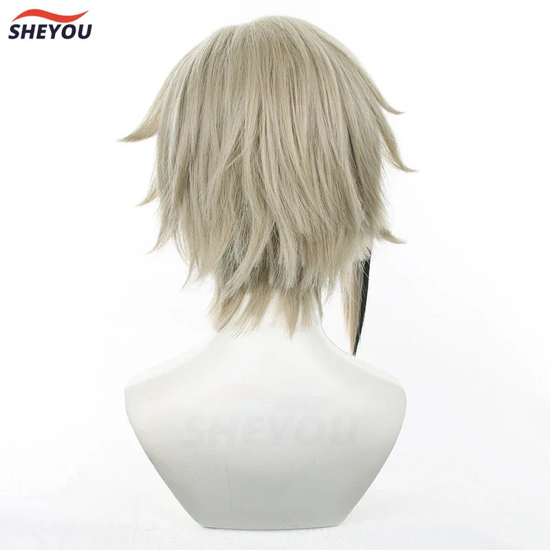 Beberino Nakajima Atsushi Cosplay Wig in Flaxen & Black Short Synthetic Hair + Wig Cap