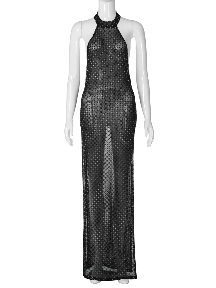 Beberino Mesh See Through Bodycon Black Long Dress - 2024 Summer Collection