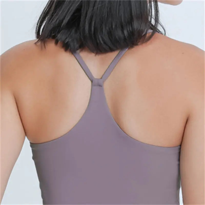 Beberino Buttery Soft Y-Back Crop Tank with Removable Padding.