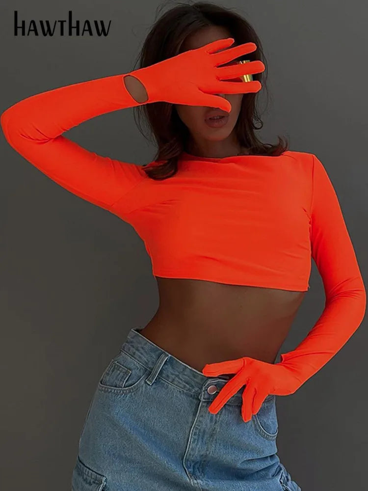 Beberino 2023 Fashion Long Sleeve Crop Tops for Women