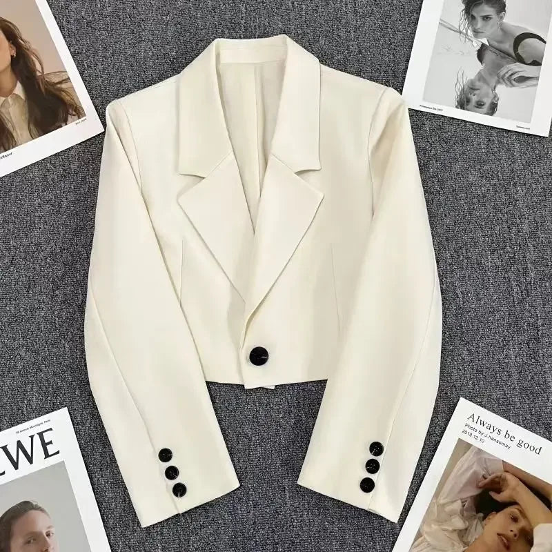 Beberino Elegant Cropped Blazer: Office to Street Chic Single Button Suit Coat