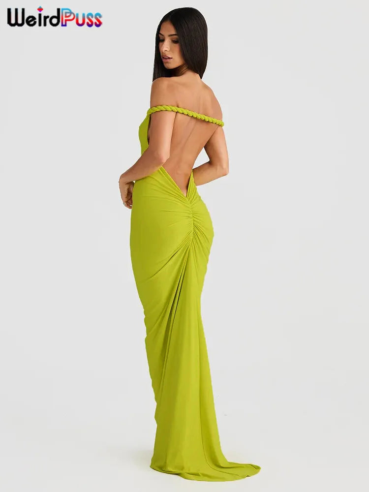 Beberino Elegant Peach Backless Halter Bodycon Dress for Sexy Summer Parties