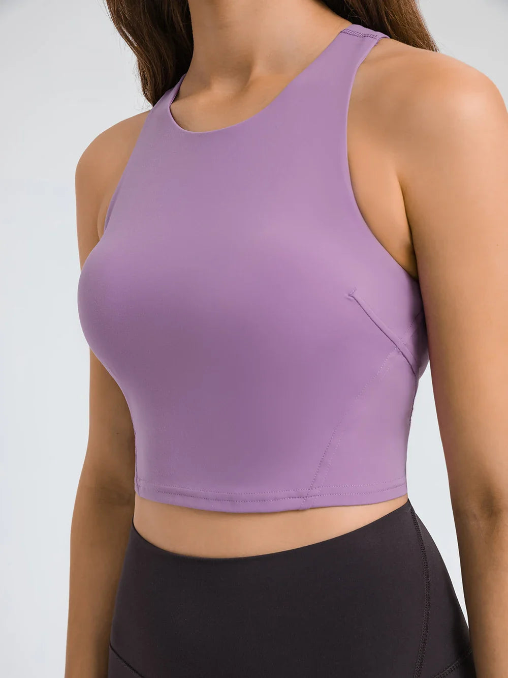 Beberino FLAME Crop Tank Top: High Neck Racerback Sport Bra for Running & Yoga