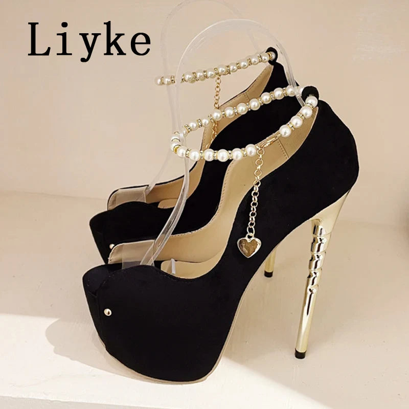 Beberino Elegant Peep Toe High Heels Sandals with Ankle Strap & Platform