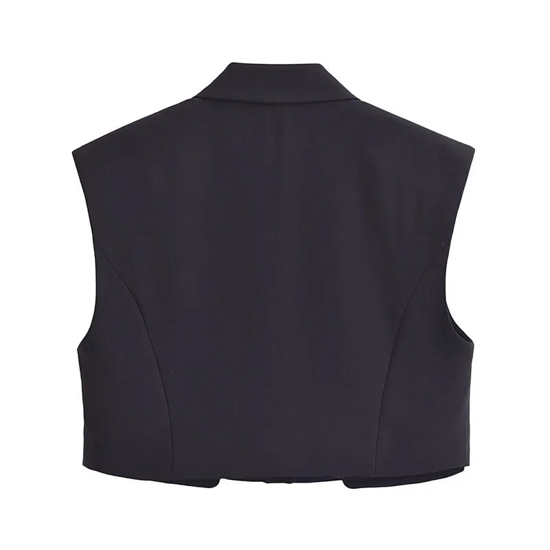 Beberino Women's Black Short Waistcoat Unisex Spring Style Crop Vest Top