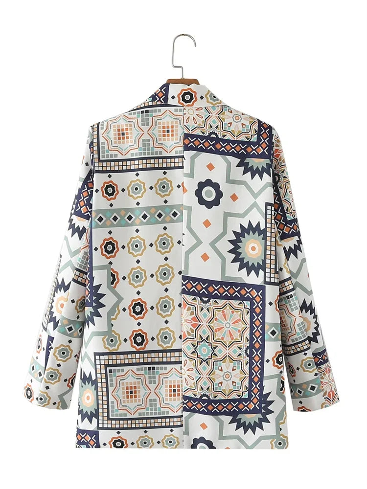 Beberino Geometric Print Vintage Suit Jacket