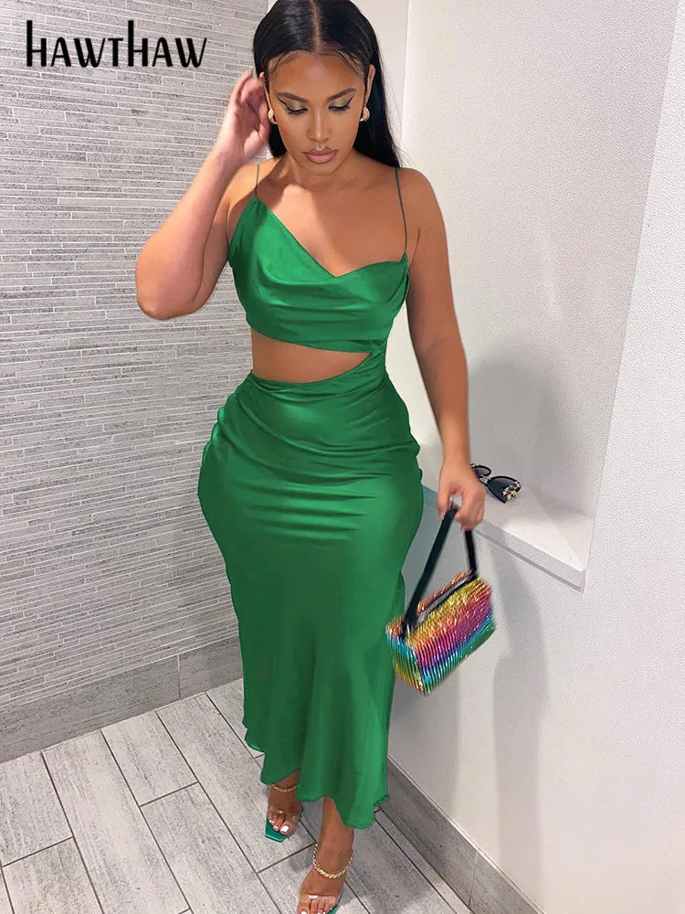 Beberino Green Hollow Out Bodycon Stain Dress for Elegance