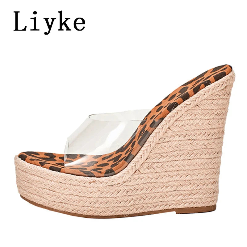 Beberino Leopard Platform Wedges: Stylish Peep Toe High Heel Sandals for Women