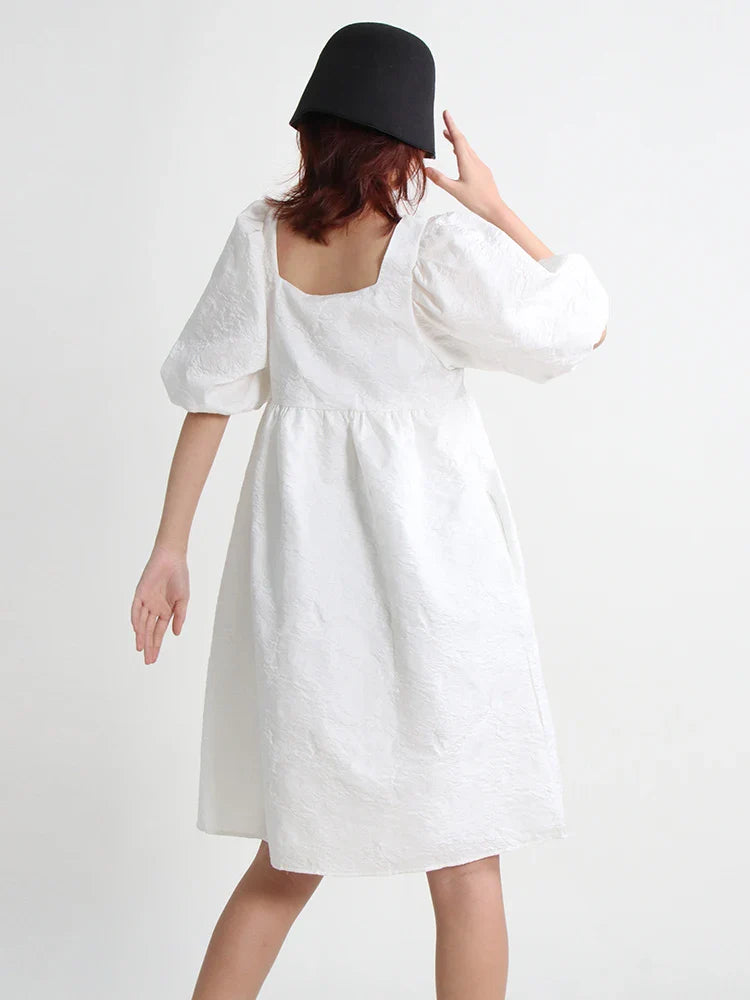 Beberino Square Collar Puff Sleeve Tunic Dress - Summer Fashion Statement