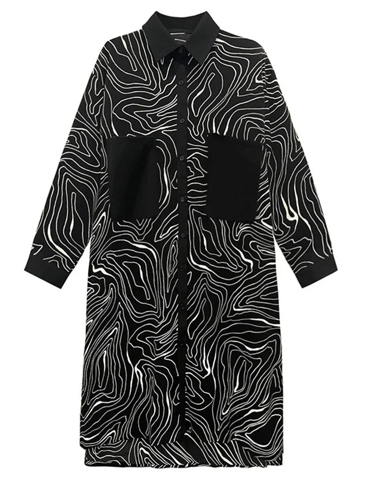 Beberino Zebra Print Big Size Shirt Dress Long Sleeve Fashion 2024