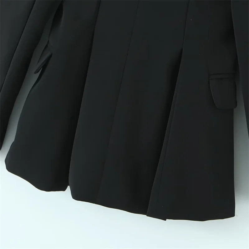 Beberino Pleated Waistline Black Suit Jacket Slim Outerwear