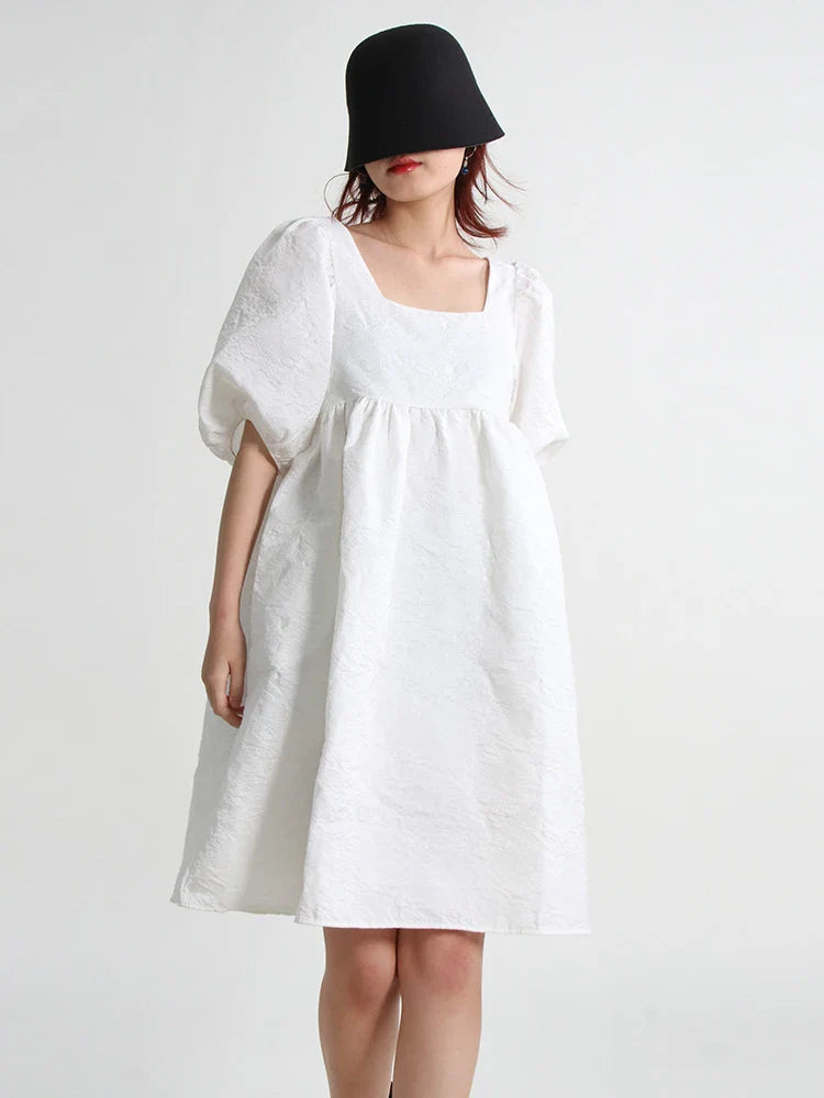 Beberino Square Collar Puff Sleeve Tunic Dress - Summer Fashion Statement