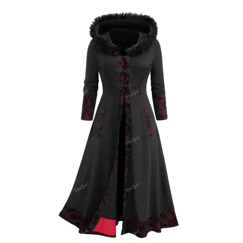 Beberino Floral Lace Fur Hooded Coat | Plus Size Winter Outwear Coats