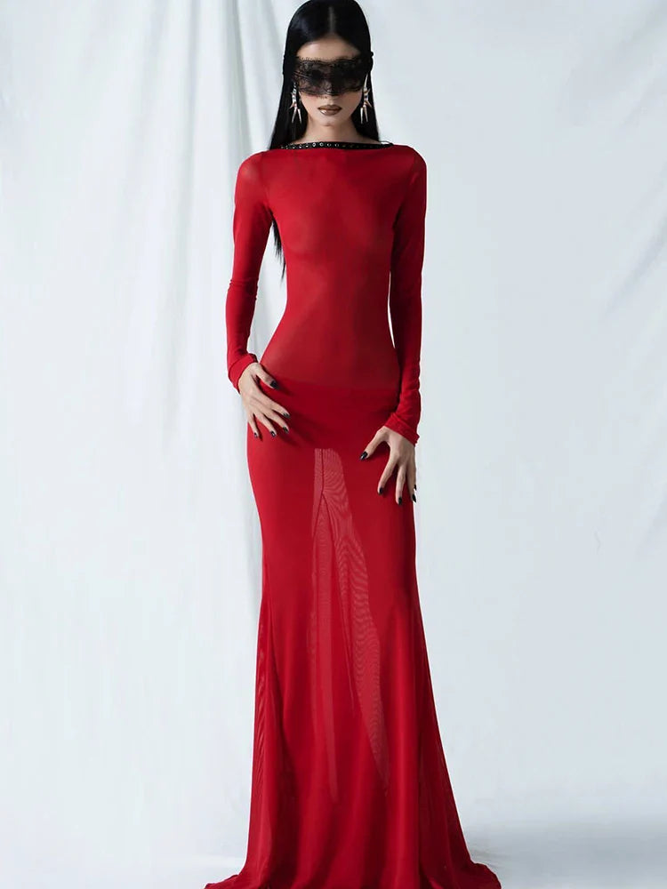 Beberino Backless Maxi Dress for Women - Sexy Celeb Party Bodycon Slim Vestidos