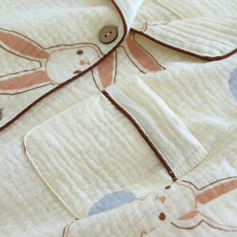 Beberino Cotton Rabbit Pajama Set: Cute Spring Loungewear for Women