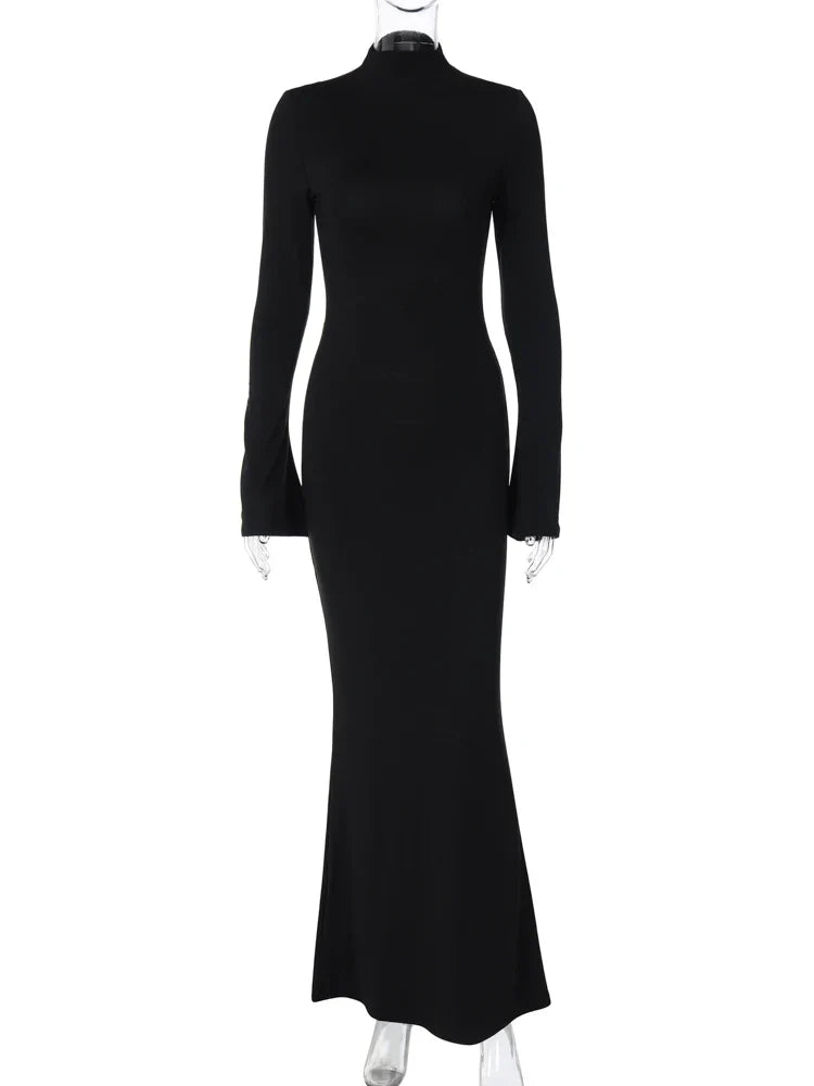 Beberino 2023 Autumn Winter Women's Bodycon Black Long Dress - Party Club Streetwear