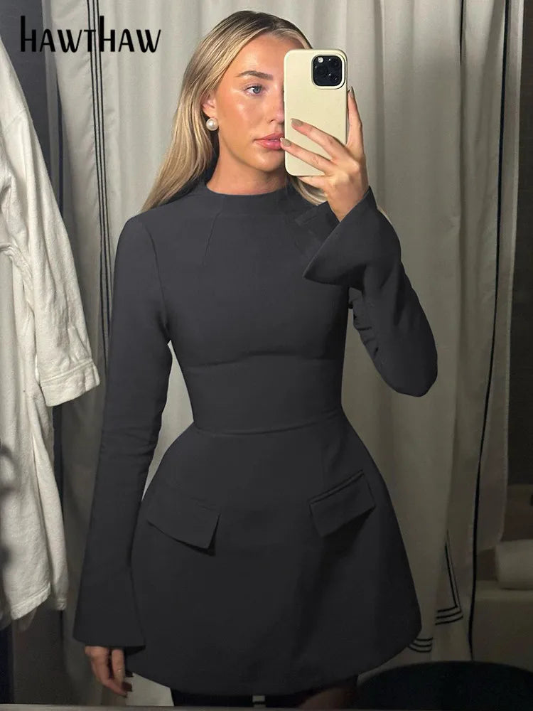 Beberino 2024 Spring Autumn Long Sleeve Bodycon Mini Dress - Elegant Streetwear Choice