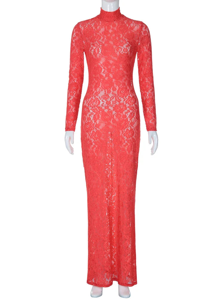 Beberino Lace Bodycon Long Dress for Women's Party Club 2024