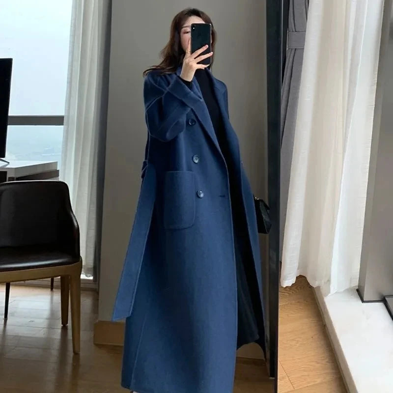 Beberino Belted Wool Coat: Oversize Korean Winter Outerwear