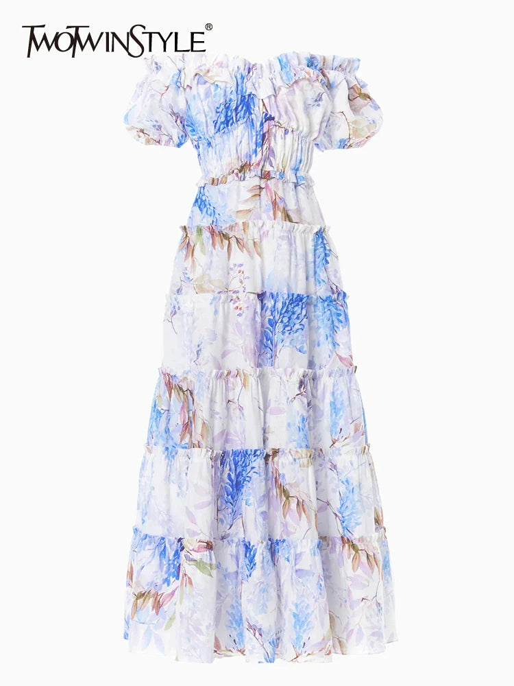 Beberino Hit Color Print Off Shoulder Dress - Fashionable Women's Clothing