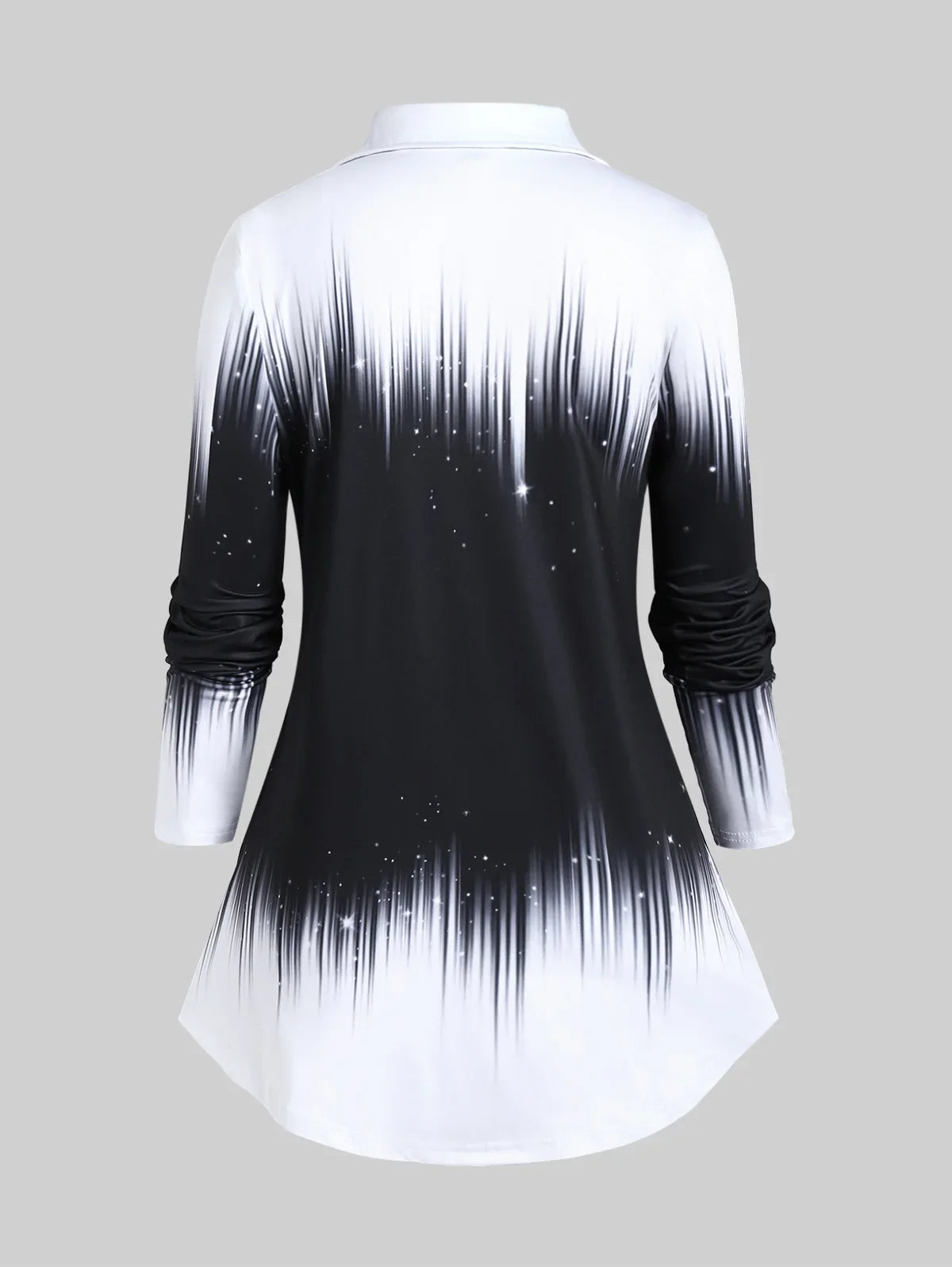 Beberino Monochrome Colorblock Button-Up V-Neck Blouse, S-5XL Sizes