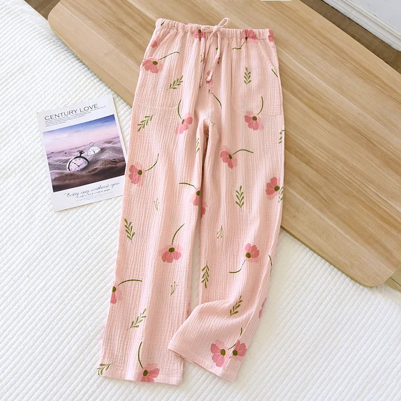 Beberino 100% Cotton Crepe Pajama Pants - Sweet & Cute Loose Home Pants