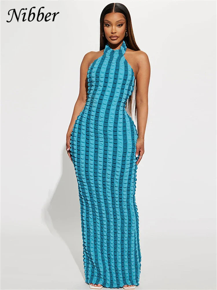 Beberino Halter Maxi Dress: Sleeveless Bodycon Streetwear Fashion for Women