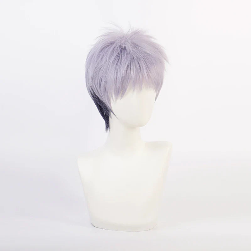 Beberino Short Gray Ombre Cosplay Wig + Wig Cap, Heat Resistant Synthetic Hair