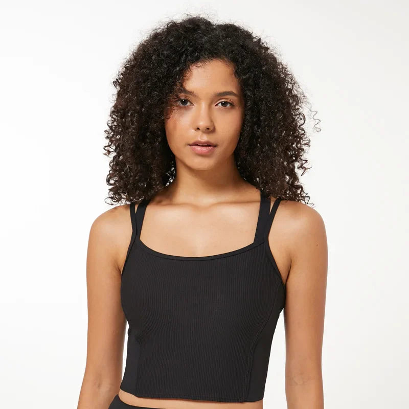 Beberino Slim Fit Yoga Crop Top: Women's Sleeveless Camisole for Summer Casual Comfort