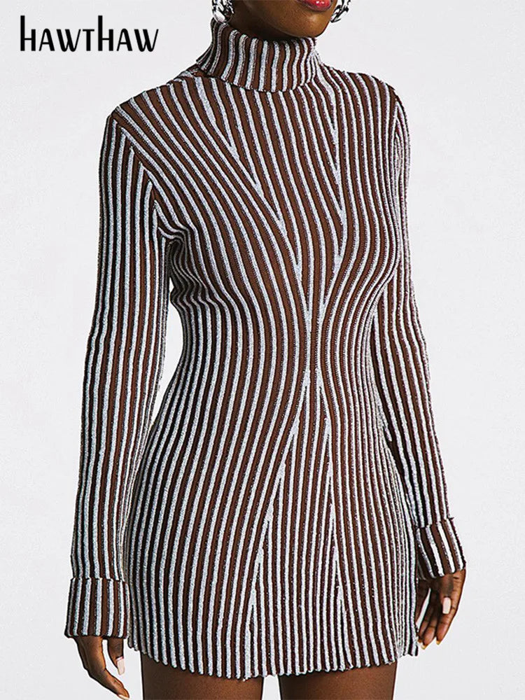 Beberino Long Sleeve Striped Bodycon Mini Dress - 2022 Streetwear Collection