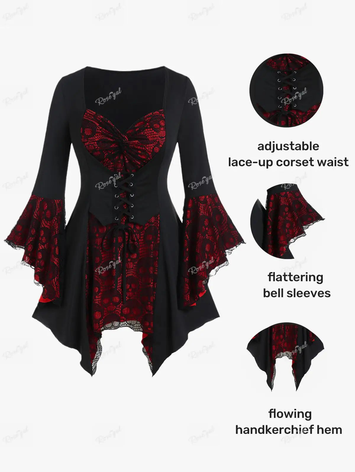 Beberino Gothic Sweetheart Neck Plus Size Tunic Top for Women