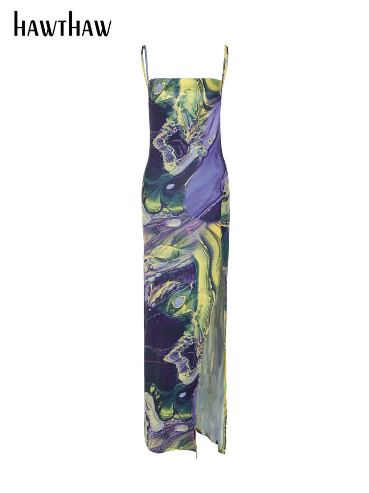 Beberino Printed Bodycon Long Dress - Elegant Streetwear for Parties & Clubs