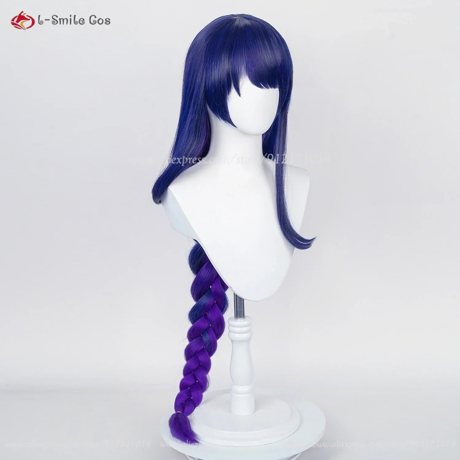 Beberino 100cm Blue Purple Gradient Anime Wig for Raiden Shogun Cosplay