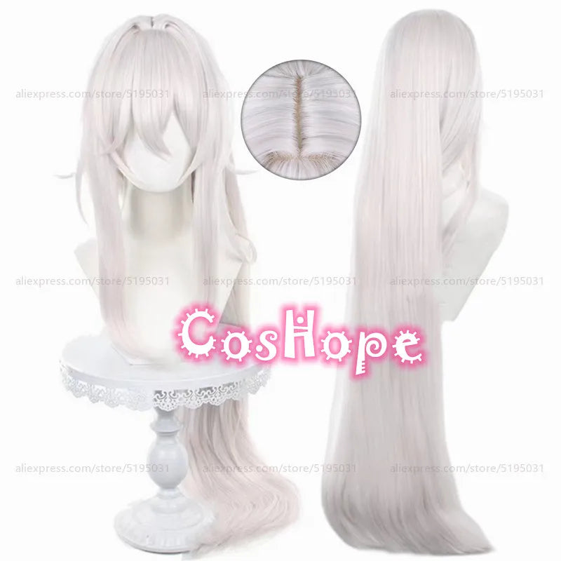 Beberino 100cm Silver White Pink Mixed Wig, Heat Resistant Synthetic Cosplay Anime Wig