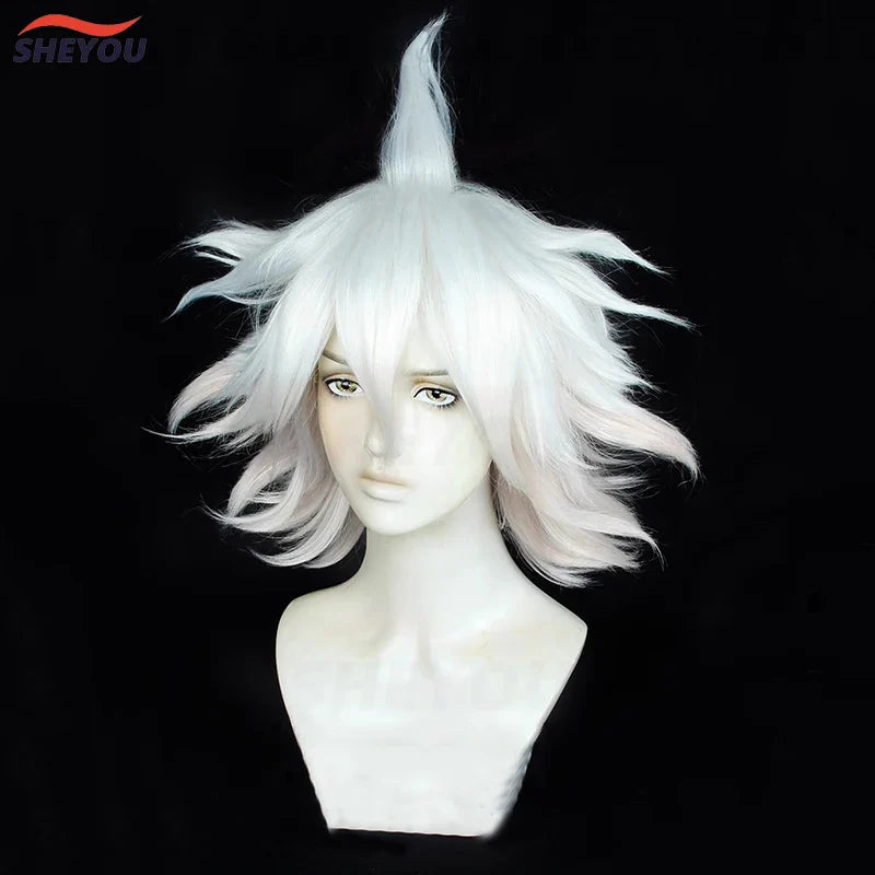 Beberino Danganronpa 2 Nagito Komaeda Cosplay Wig in White Orange Pink + Wig Cap