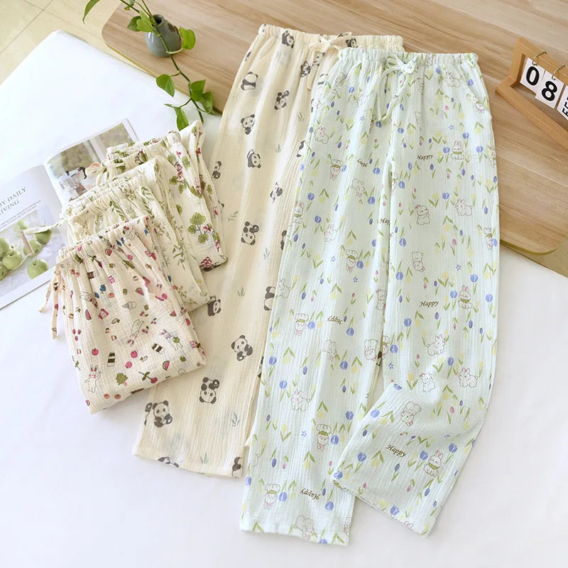 Beberino Cotton Crepe Summer Pajama Pants for Women