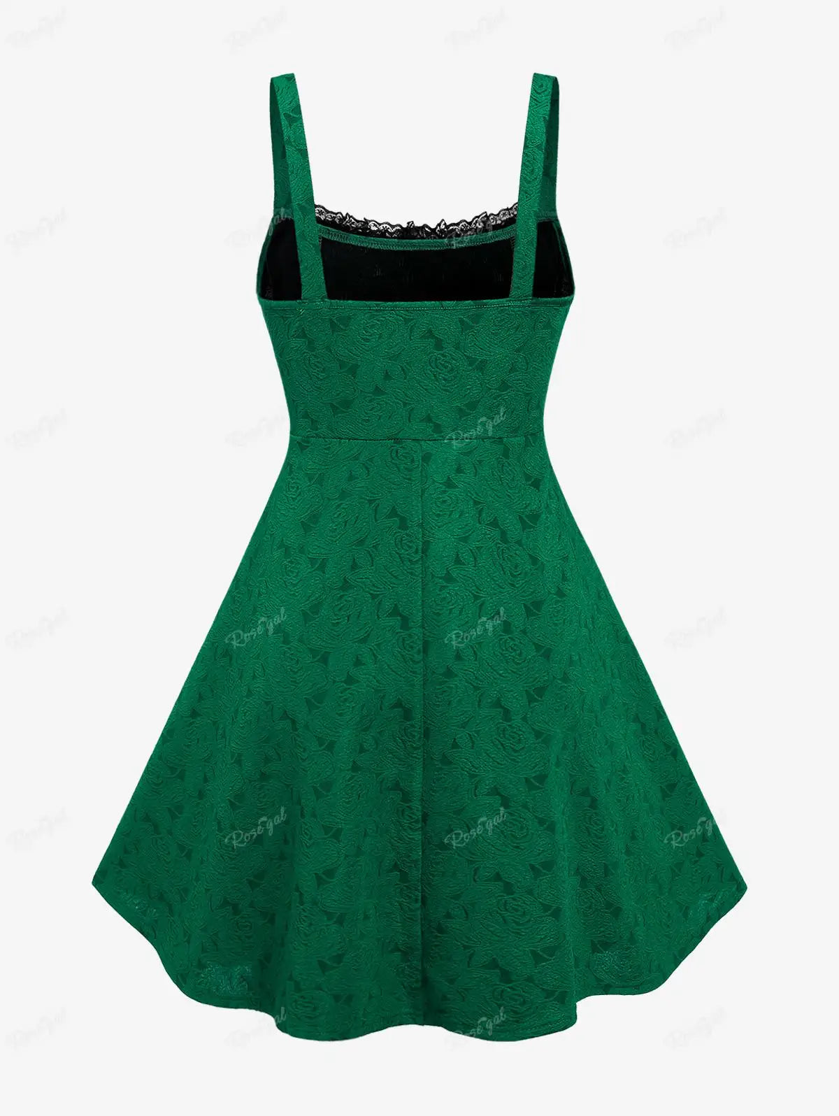 Beberino Lace Ribbon Vintage Dress Spaghetti Strap Floral Midi in Green