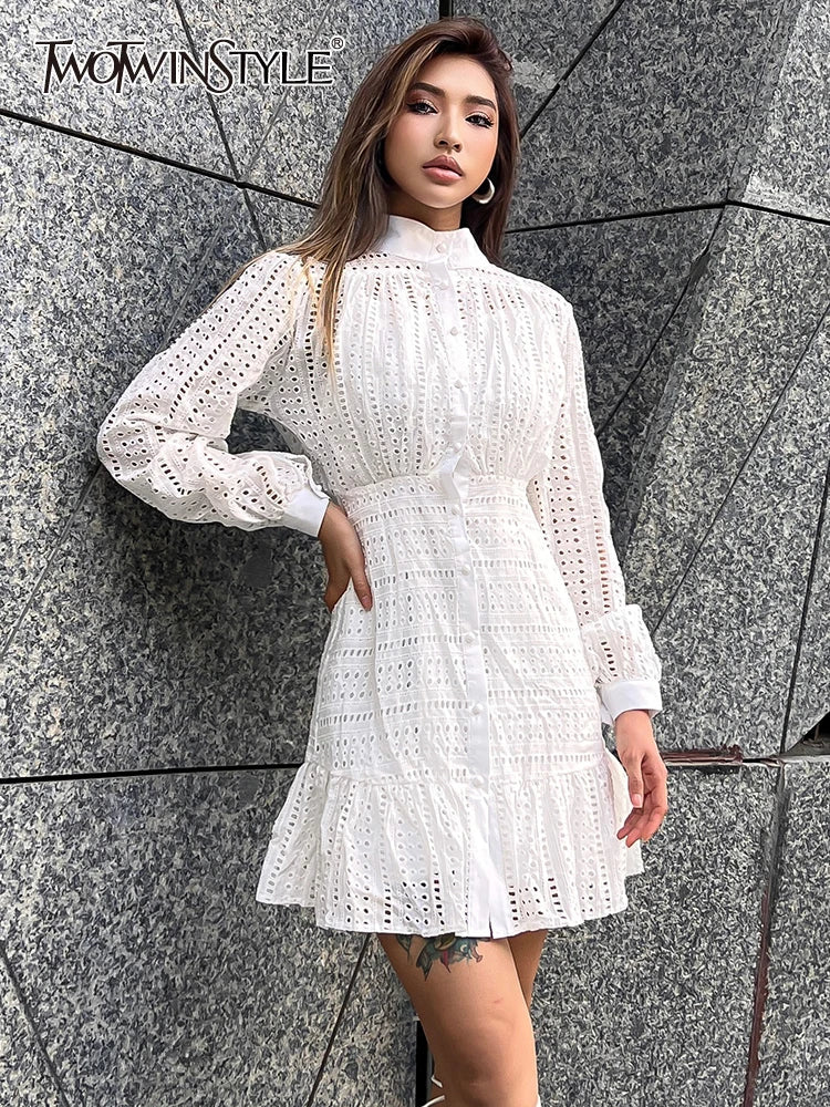 Beberino Cut Out Stand Collar Dress - Casual Chic Women's Fashion Piece